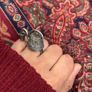 New | Indian Tea Set Oxidized Adjustable Ring